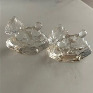 Clear Glass Horse Figurine w candlestick holder
